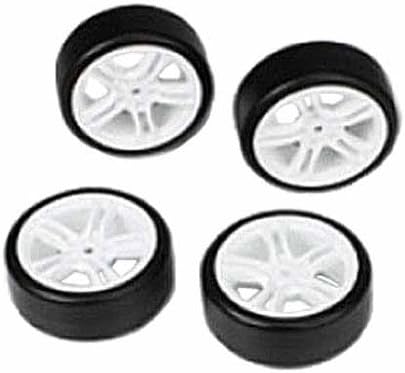 Team Magic E4D Drift Car Mounted Tire with 5 Spoke &amp; White Baked Coating (4 Piece)