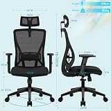 Durrafy Ergonomic Office Chair High-Back Mesh with Adjustable Armrests & Lumbar view 3