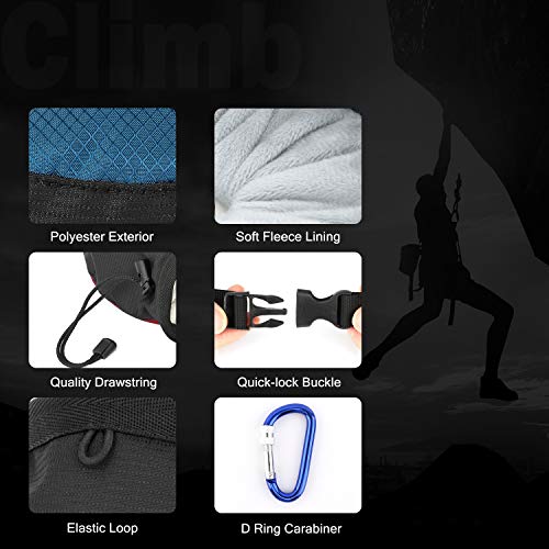 Rhino Valley Chalk Bag, No Leak Rock Climbing Strawstring Bag Drawstring Magnesia Sack with Adjustable Belt Carabiner for Gymnastics, Rock Climbing, Bouldering, Weight-Lifting - Black & Royal Blue - Thumbnail 2