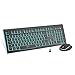 Wireless Keyboard and Mouse Combo, Aigo Spill-Resistant Keyboard with Media Controls, Dual-Color Key & Ergonomic Mouse with Adjustable Cursor Speed for PC Laptop Computer Desktop (Blue and Black)