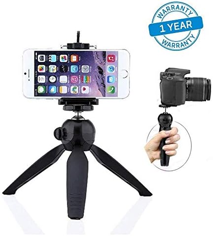 Bainsh Mini Tripod Stand Universal Mobile Holder with Mount Clip for Digital Camera and iPhone and Android Smartphones (Black)