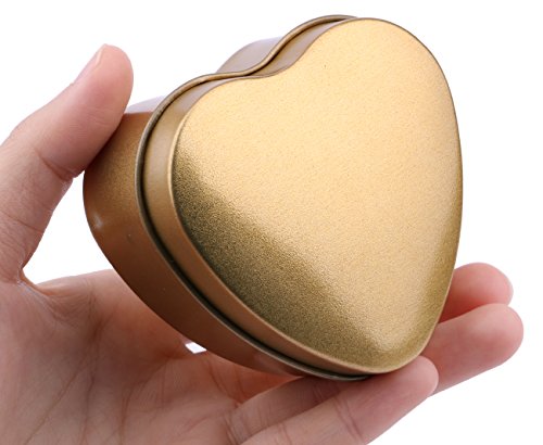 Dedoot 5PCs Heart Shape Mini Metal Tinplate Decorative Gift Box Containers for Jewelry Storage,Treasure Collection,Wedding Candy Treat Gift Wrap Boxes Home Table Decoration (Gold)
