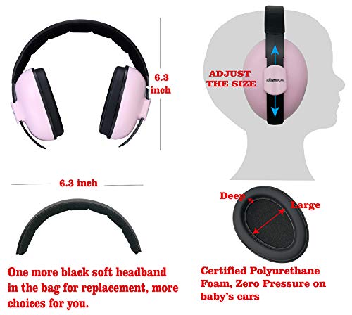 Baby Ear Protection Ear Muffs for 3 Months to 2+ Years Noise Reduction Hearing Protection for Infant and Toddlers with Cat Ear. (Pink)