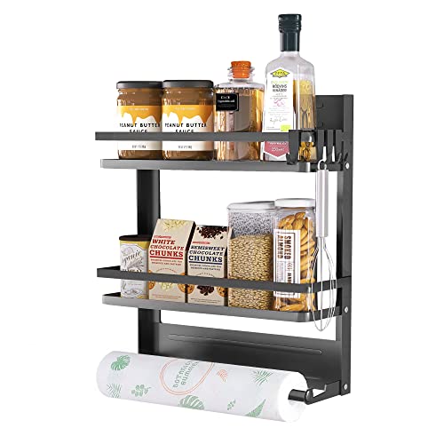 PINNIYOU Spice Rack with Paper Towel Holder, Shelf