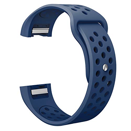 SWEES Silicone Sport Bands Compatible Fitbit Charge 2, Breathable Sport Replacement Bands with Air Holes Small & Large (5.7" - 8.3") for Women Men, Black, Grey, Navy Blue, Pink, White, Teal