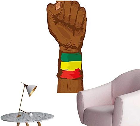 Modern Painting Rebellion Symbol Wrist with Flag Colors Art Print Brown Green Yellow Red and Home Decoration,24"W x 40"L