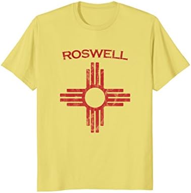 Mens Roswell New Mexico Tshirt Zia symbol distressed State Flag 2XL Lemon