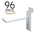 Econoco Slatwall Deluxe Hooks, 4 Inch Display Hooks for Slatwall Panels, Heavy Duty Metal, Pack of 96, White