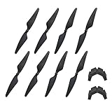 Mysterystone 2 Sets 8pcs Drone Propellers with Bonus Landing Gear Pads for MJX Bugs 3 Bugs3 Bug3 B3 Drocon Bugs Contixo F17 Force1 F100 Drones 2CW 2CCW Motor Blades Replacement Parts (Black)
