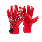 Coodoo Goalie Goalkeeper Gloves with Pro Fingersaves, Strong Grip for The Toughest Saves, Protection to Prevent Injuries, Fit Match Training, Adult, Youth,Size 6-11 (Black & Red, 6)