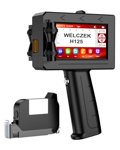 WELCZEK H125 Portable and Manual Inkjet Printer for Text/Logo/QR Code/Date/Batch/Series | Industrial Marking System on Cardboard/Metal/Plastic/Ceramic/Wood/Fabric