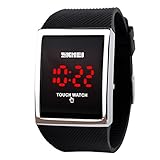 GOHUOS Unisex Sport Touch Screen Digital LED Big Dial Waterproof Mens Womens Wrist Watch-Black