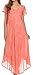 Sakkas 15802 - Lila Freckled Dyed Cap Sleeve Scoopneck Long Caftan Dress / Cover Up - Salmon - OS