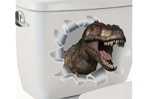 PALEERY@FC 3D Dinosaur Toilet Cover Sticker Decals,Aniaml 3D Dinosaur Toilet Lid Tank Seat Decals Cistern Self-Adhesive Bathroom Wall Sticker