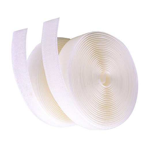 Gourd 1 Inches x 27.5 Yards, Sew on Hook and Loop Velcro (White)