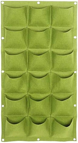 Meccion Wall Mounted Grow Bags 18 Pocket Vertical Hanging Planting Bags - Gardening Planter Pocket for Yard Garden Home Decoration