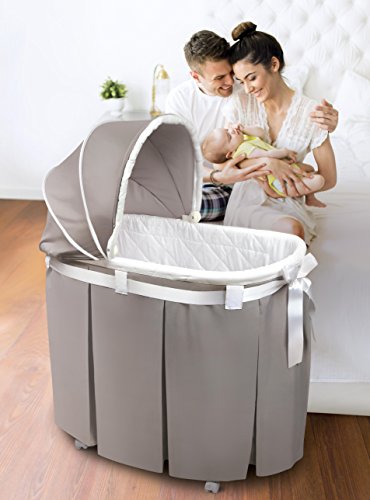 Badger Basket Wishes Oval Bassinet Full Length Skirt, Gray