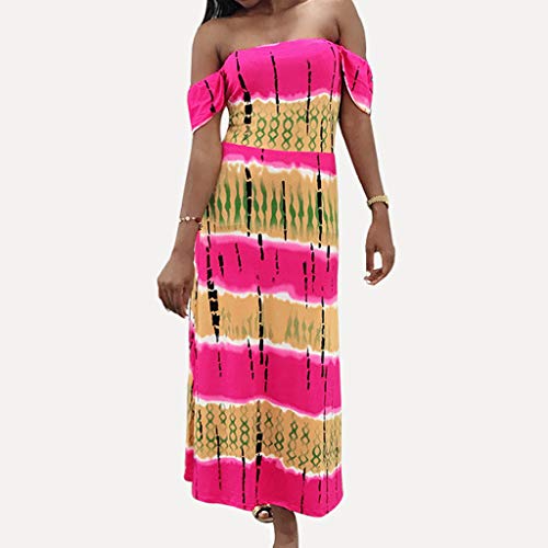 JDgoods Fashion Womens Sexy Tie Dyeing Print Off Shoulder Backless Short Sleeve Dress Pink