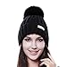 FURTALK Women Girl Large Real Fox Fur Pom Pom Winter Fur Hat Beanie Ski Hat