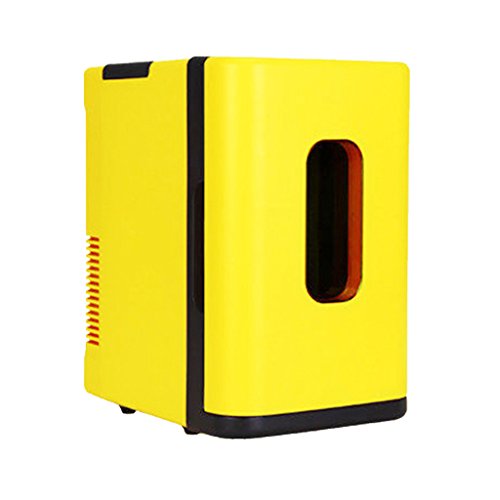 Click Here to See More Images Jadeking@ 10L Car Small Refrigerator, Car Hot And Cold Dual-use Mini Fridge Storage (Color : Yellow)