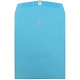 JAM PAPER 10 x 13 Open End Catalog Colored Envelopes with Clasp Closure - Blue Recycled - 100/Pack