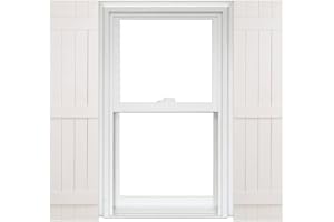 Polaris Homeside 4 Board and Batten Joined Vinyl Shutters (1 Pair) 14-1/2in. x 51in. - 930 White