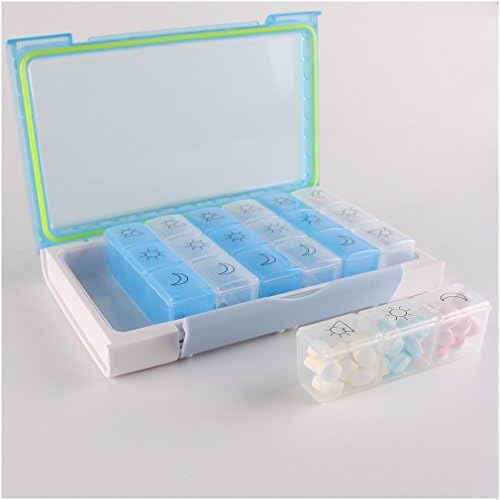 3 Times a Day Vitamin Fish Oil Compartments Containe, Moisture-Proof Pill Case/Travel kit Category Box/Health Box Pill Organizer Box, 7 Day Travel Prescription & Medication Pill Box.