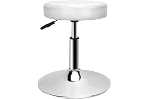 QiCheng&LYS Round Office Stool Chair Adjustable Height Sit Stand Stool 360 Stool,for Office Home Kitchen Beauty Slip Stool Wheelless Stool (White)