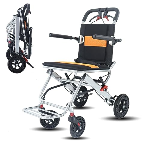 UUZHANG Portable Folding Wheelchair, Travel Wheelchair with handbrake