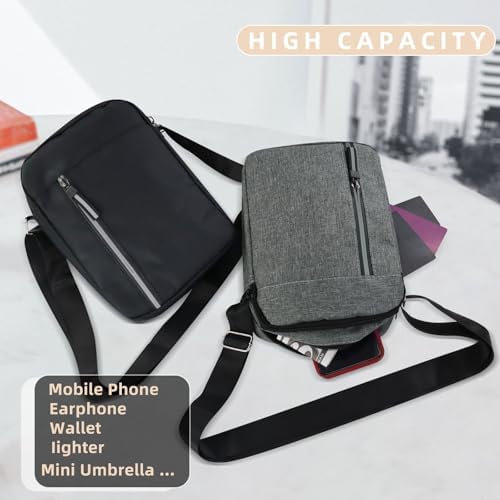Umhängetasche Herren Klein Messenger Bag mit Reißverschluss und 4 Taschen, Wasserdicht Klein Crossbody Bag Herren Sling Bags mit Verstellbarem Schultergurt für Arbeitsreisen (Grau)