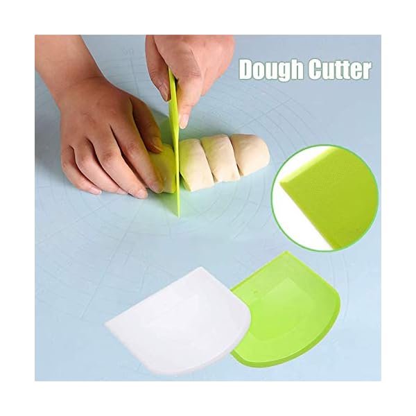 Set of 2 Dough Scrapers Bowl Scraper Plastic Pastry Bread Dough Cutter Flexible Cutter Chopper Home Kitchen Tools…