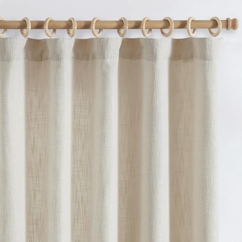 Photo 1 of jinchan Burlap Look Curtains 84 Inches Long Linen Textured Curtains for Living Room Light Filtering Farmhouse Curtains Rod Pocket Window Curtain Panels for Bedroom 2 Panels Off White Curtains