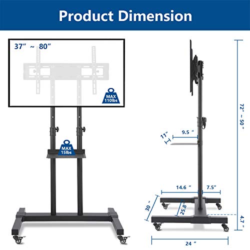 image for Rfiver Universal Mobile TV Stand Rolling TV Cart with Tilt Mount and L