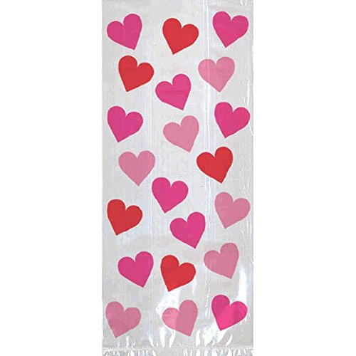 Multicolor Key To Your Heart Large Party Plastic Bags - 11" x 5" (20 Pc) - Eye-Catching Design for Perfect Celebrations & Events