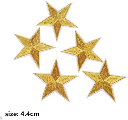 10Pcs Star Embroidered Sew Iron on Patch DIY Clothes Applique Sticker Badge - Gold longyitrade