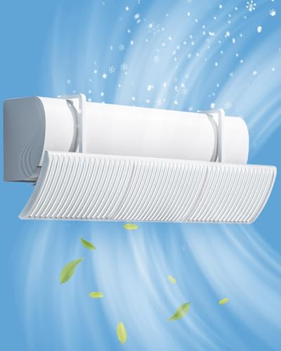 UEMUSI Split Air Conditioning Deflector, Universal Anti-Blow Air Conditioner Diverter with Grate, 180° Adjustable Air Conditioning Deflector for Home and Office