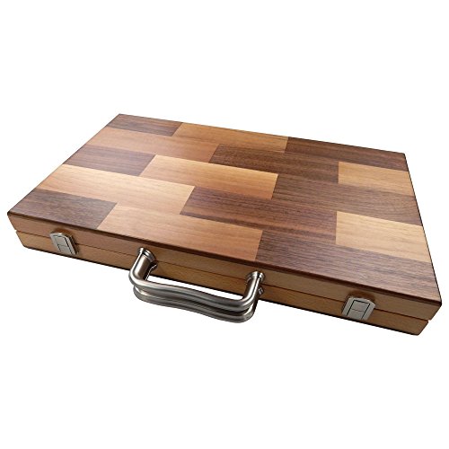 Duboce Inlaid Walnut, Beech, Sapele, and Bass Wood Backgammon Board Game - 17 Inch Set (Large)
