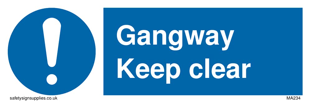 Pack of five - gangway keep clear Sign - 150x50mm - L15