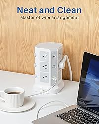 Surge Protector Power Strip Tower, KOOSLA 16.4 FT