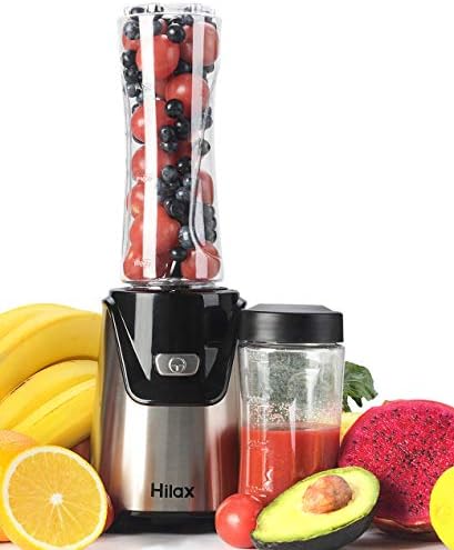 Hilax Juicer Blender Mixer with Two Portable Bottles (20+13Oz) Stainless Steel Single Serve Blender, Tritan BPA-Free, 400w