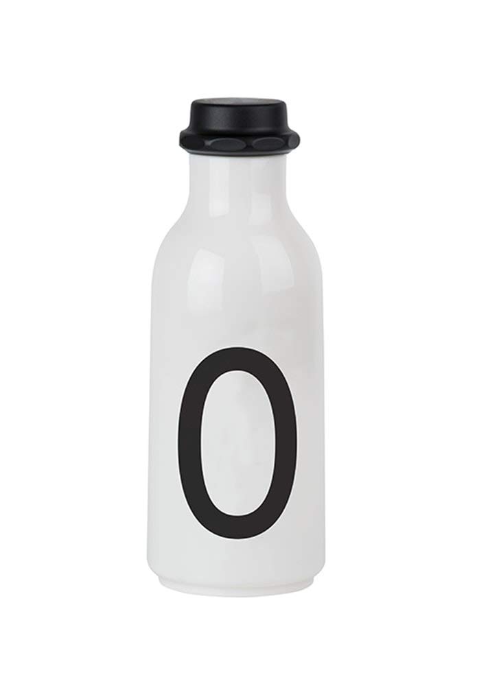 Design Letters Personal Tritan Water Bottle (O) - 500ml BPA-Free and BPS-Free Leak-Proof Tritan Drinking Bottle in Nordic Design for Adult, Kids, Outdoor, Office, Sports, School, Available from A-Z
