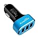 [Certified by Apple] ACEPower® Premium 3 USB 26W 5.1A Aluminum Panel Compact Designed USB Car Charger for iPhone 6 6plus 5 5S 5C 4 4S,iPad 4 3 2,iPad mini,iPad air Battery Power Supply for All Apple Device, Galaxy, Cell Phones, Tablet, Android Devices (Black+Blue)