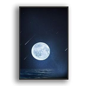 Framed Canvas Wall Art for Living Room, Bedroom Moon with Bright Canvas Prints for Modern Home Decoration Ready to Hang - 16"x24" inches