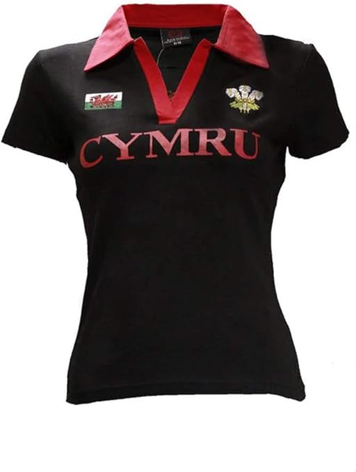 Wales Welsh Short Sleeve Ladies Rugby Shirt [blk] 8/10 Amazon.co.uk