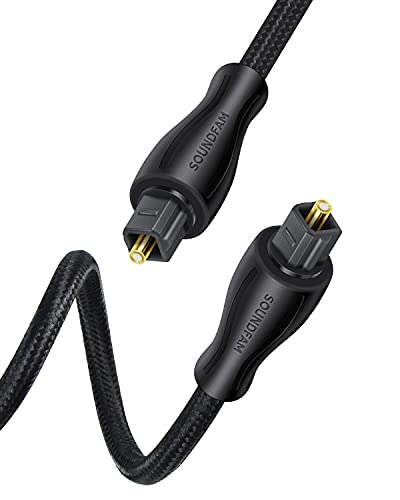 SOUNDFAM Digital Optical Audio Cable -[Cotton Braided, Durable & Flexible, Zero RFI & EMI Interference] Fiber Optic Audio Toslink Cord for HDTV, Home Theater, Sound Bars & More (ABS 3.3 Feet)