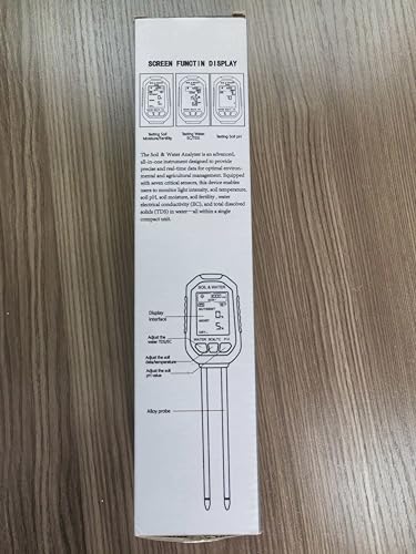YAMRON Soil Moisture Meter, 7-in-1 Digital Plant Water&Soil with EC/TDS/Fertility/PH/TEMP/MOIS/Sunlight Intensity Backlight LCD Display Soil Test Meter for Gardening, Farming and Outdoor Plants