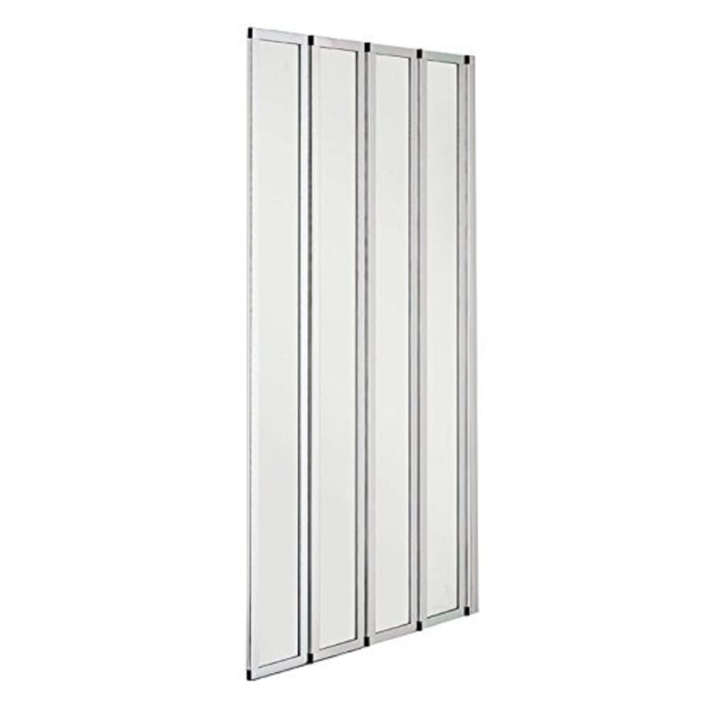 VeeBath NCEU030 Jade 4mm 4-Fold Bi-Fold Concertina Bath Toughened Safety Glass Screen Shower Chrome - 1400x800mm