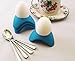 Silicone Egg Cups and Stainless Steel Demitasse Egg Spoons Set of 4 in Sky Blue