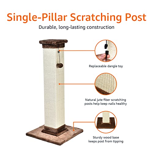 Amazon Basics Tall Cat Scratching Post with Jute Fiber and Carpet