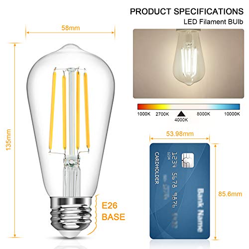 LANGREE Vintage Edison Led Bulb, Dimmable ST58 LED Light Bulbs